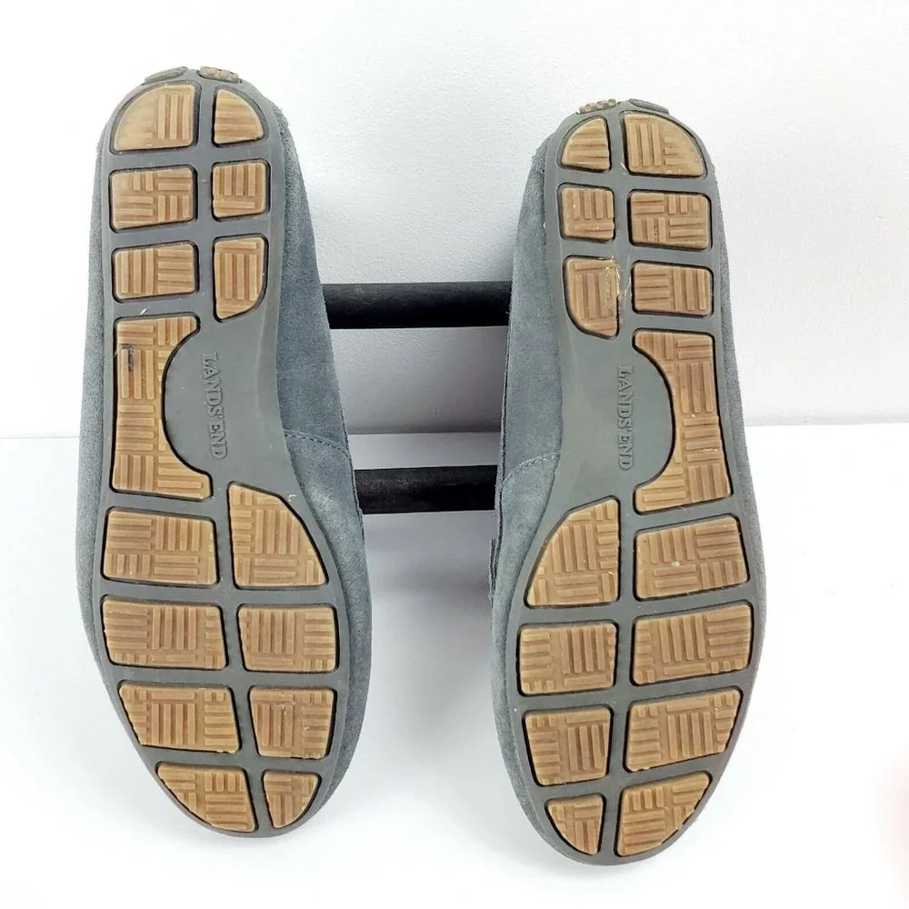 Lands End Women's Moccasin Gray Suede Fringe Slip On Loafers Size 6.5B EUC - Picture 8 of 8